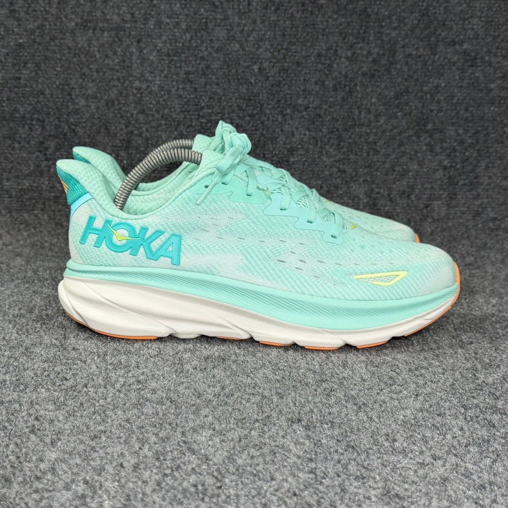 Hoka Clifton 9 Running Shoe Womens 9.5 Seafoam Aqua Breeze Athletic Run Training